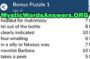 April 17th 7 little words bonus answers