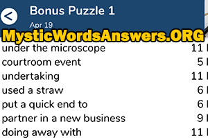April 19th 7 little words bonus answers