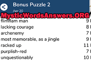 April 20th 7 little words bonus answers