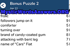 April 22nd 7 little words bonus answers