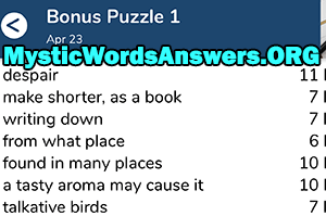 April 23rd 7 little words bonus answers