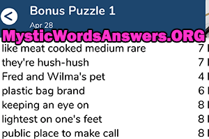 April 28th 7 little words bonus answers