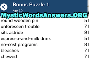 April 30th 7 little words bonus answers