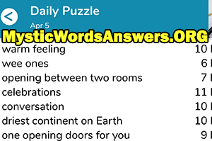 April 5th 7 little words answers