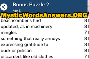 April 6th 7 little words bonus answers