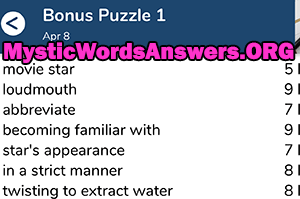 April 8th 7 little words bonus answers