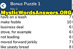 May 2nd 7 little words bonus answers