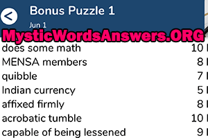 June 1st 7 little words bonus answers