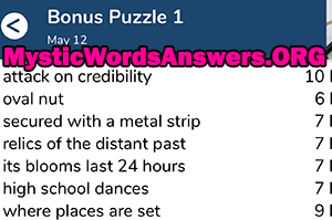 May 12th 7 little words bonus answers