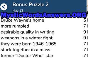 May 13th 7 little words bonus answers