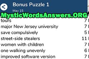 May 15th 7 little words bonus answers
