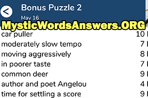 May 16th 7 little words bonus answers