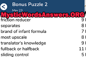 May 23rd 7 little words bonus answers