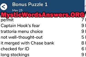 May 25th 7 little words bonus answers