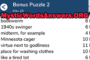 May 25th 7 little words bonus answers