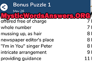 May 26th 7 little words bonus answers