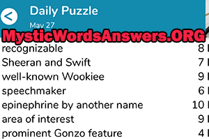 May 27th 7 little words answers