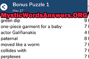 May 27th 7 little words bonus answers