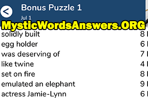 July 1st 7 little words bonus answers