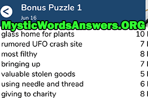 June 16th 7 little words bonus answers