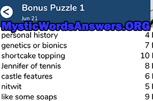 June 21st 7 little words bonus answers
