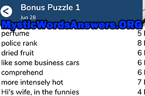 June 28th 7 little words bonus answers