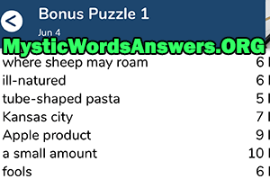 June 4th 7 little words bonus answers