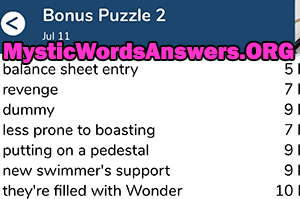 July 11th 7 little words bonus answers