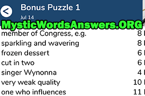 July 14th 7 little words bonus answers