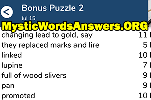 July 15th 7 little words bonus answers