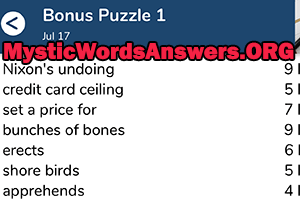 July 17th 7 little words bonus answers
