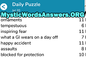July 20th 7 little words answers