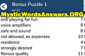 July 22nd 7 little words bonus answers