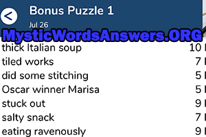July 26th 7 little words bonus answers