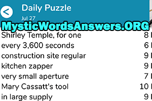 July 27th 7 little words answers