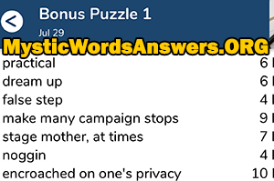 July 29th 7 little words bonus answers
