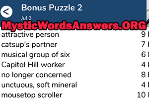 July 3rd 7 little words bonus answers