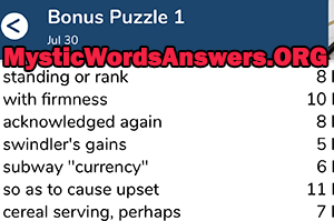July 30th 7 little words bonus answers