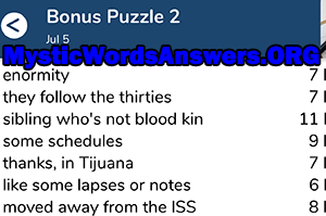 July 5th 7 little words bonus answers