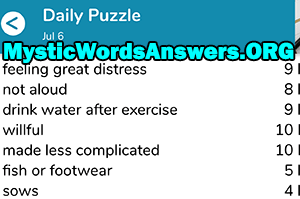 July 6th 7 little words answers