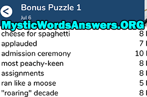 July 6th 7 little words bonus answers