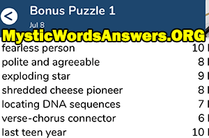 July 8th 7 little words bonus answers