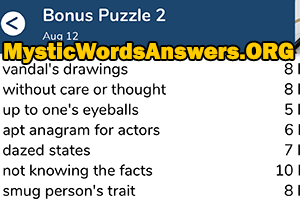 August 12th 7 little words bonus answers