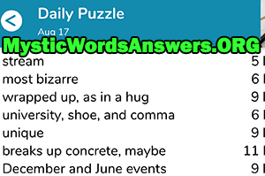 August 17th 7 little words answers