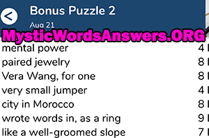 August 21st 7 little words bonus answers
