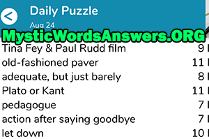 August 24th 7 little words answers