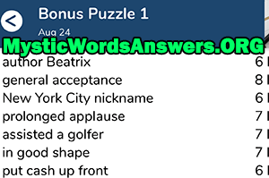 August 24th 7 little words bonus answers