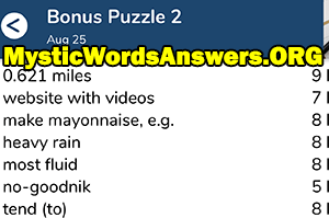 August 25th 7 little words bonus answers