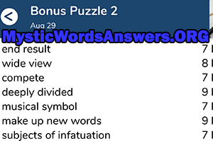 August 29th 7 little words bonus answers