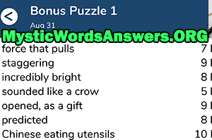 August 31st 7 little words bonus answers
